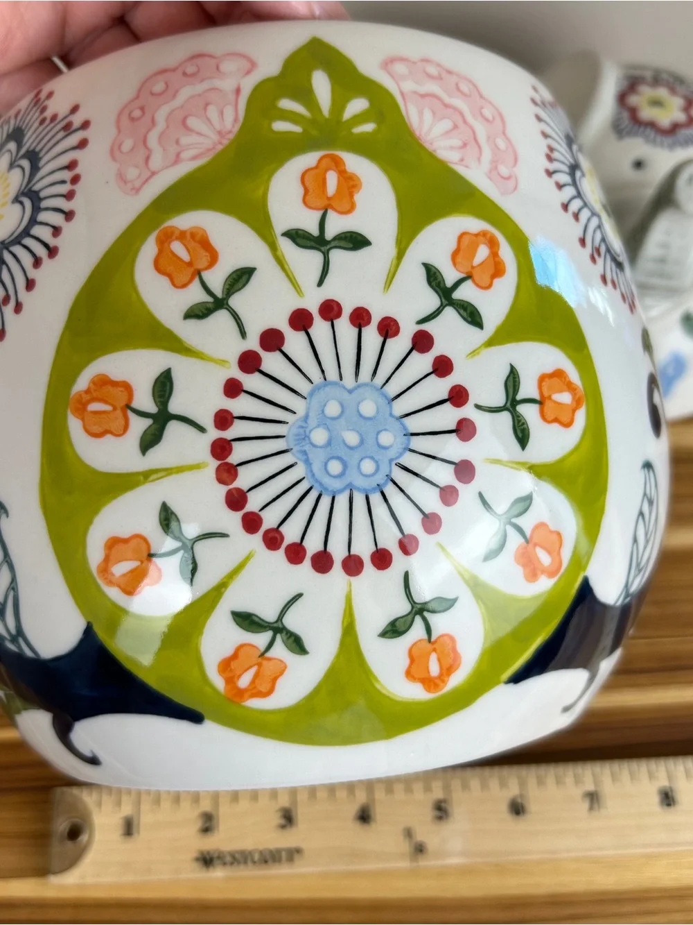 Pier 1 Hand Painted Stoneware Elephant Cookie Jar